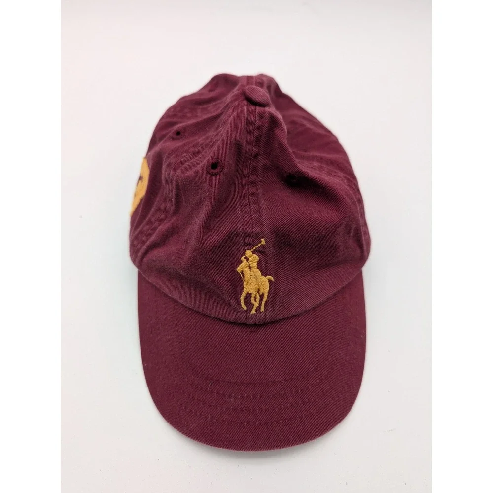 Polo Ralph Lauren Baby Boy Burgundy Cotton Pony Logo Baseball Cap 9-24M